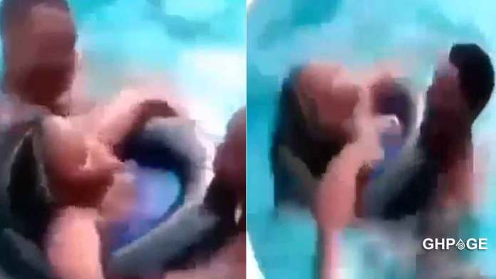 Video of a lady being ‘chopped’ in a swimming pool by 2 men surfaces