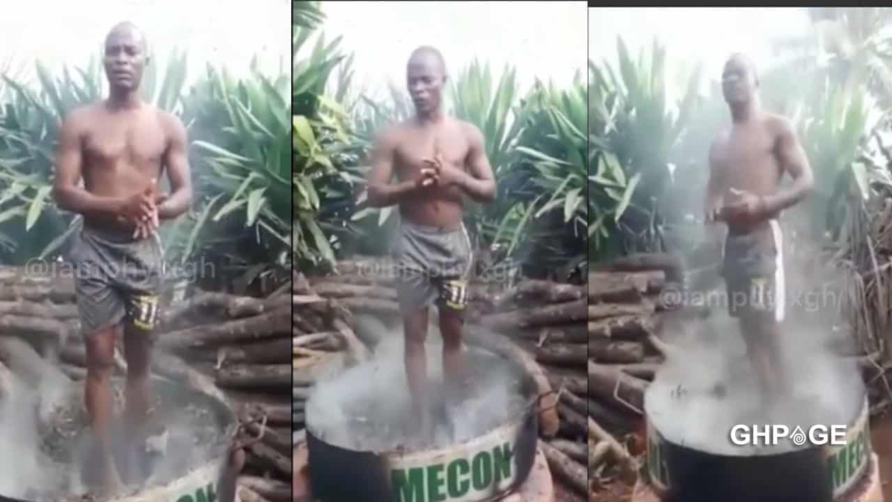 WATCH VIDEO : Voltarian creates a stir by immersing himself in boiling water over a raging fire 