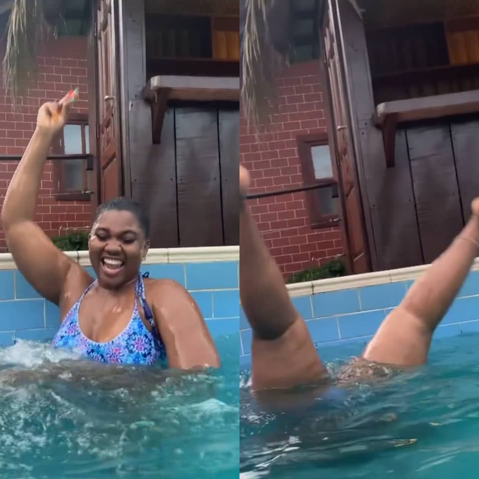 ‘Repented’ Abena Korkor shows exposed body in a pool in latest video
