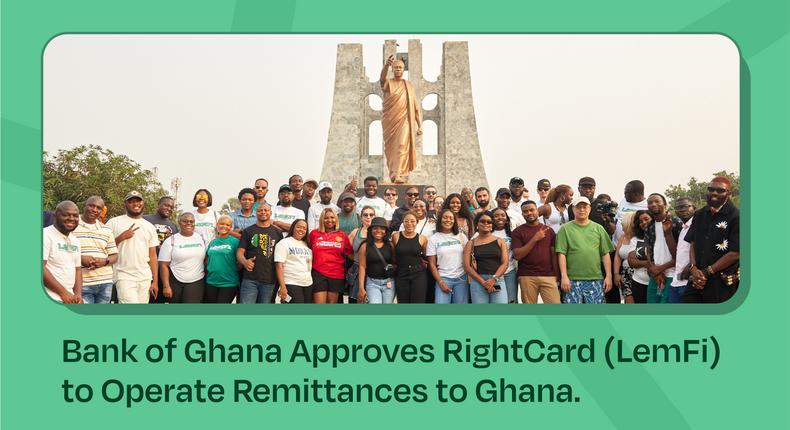 RightCard (LemFi) is authorised by the Bank of Ghana to handle remittances to Ghana.